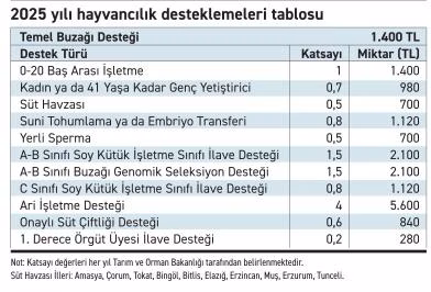 2025 hayvancilik destekleri tablo - Bitkisel üretimde 2026, hayvancılıkta 2025 destekleri açıklandı