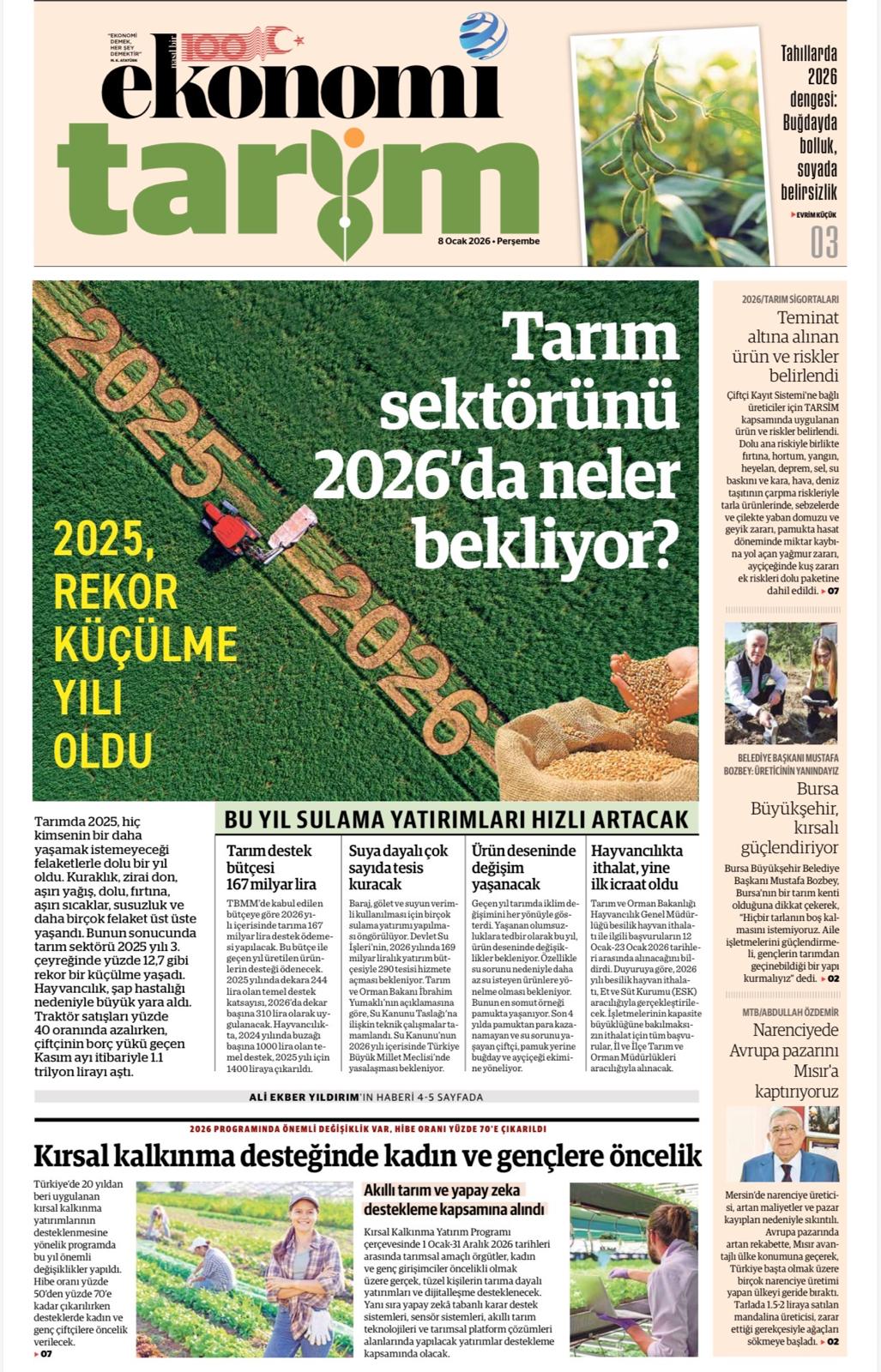 TarXXmXgazetesiXOcakX2026Xkapak - Tarımda 2025’in bilançosu ağır oldu, 2026’da neler olacak?