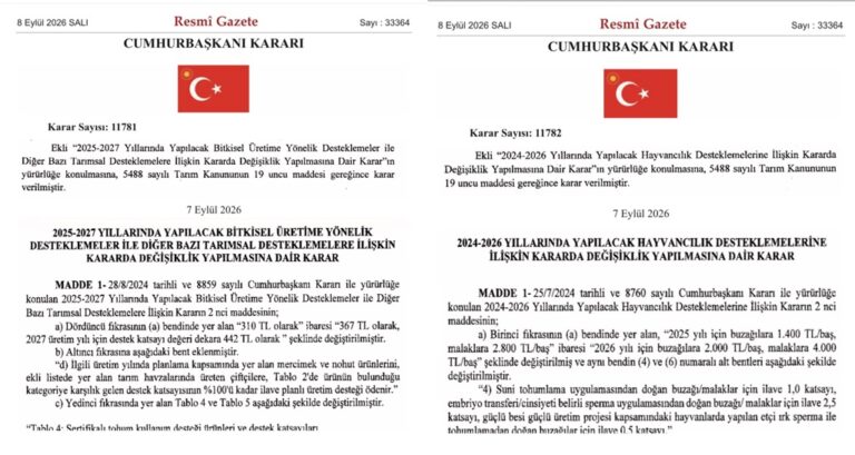 Tarımsal destekler arttırıldı